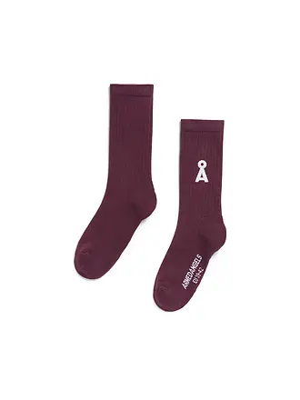 ARMEDANGELS | Socken SAAMUS BOLD oatmilk black | dunkelrot